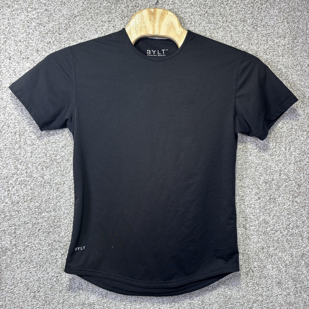 BYLT Shirt Mens Medium Black Drop-Cut Short Sleeve Crewneck Tee Casual